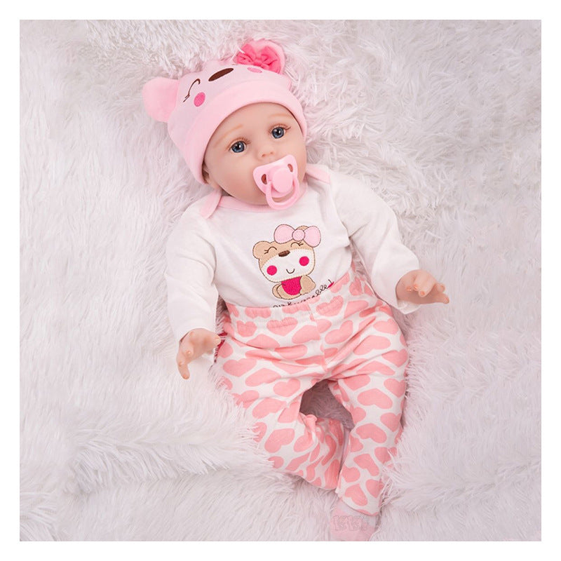 Baby doll demonstration of realistic features and movement