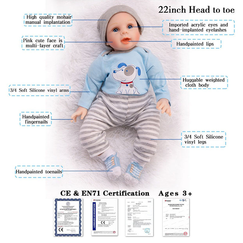Baby doll full body view showing detailed craftsmanship