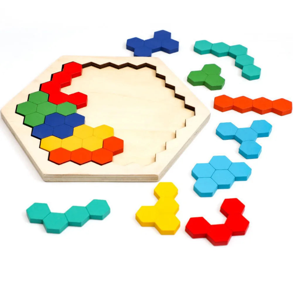 Colorful geometric puzzle on a white background