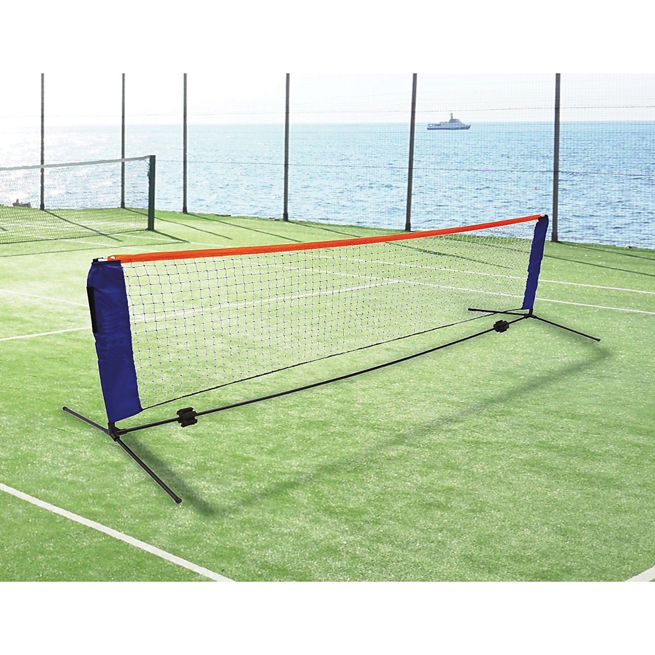 Portable foldable mini tennis net and post set for backyard and indoor play