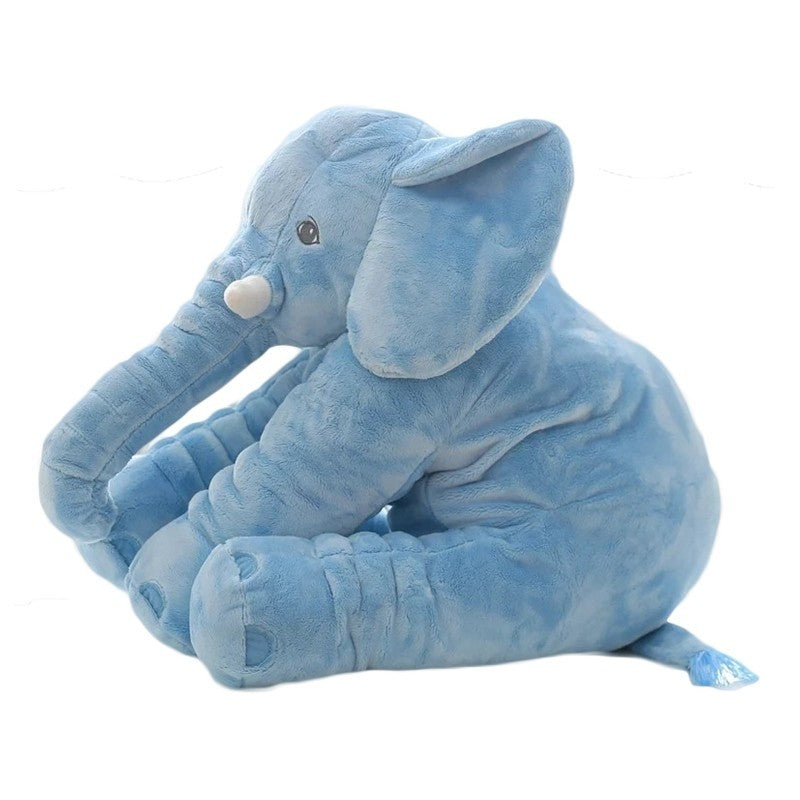 Blue elephant plush toy on a white background
