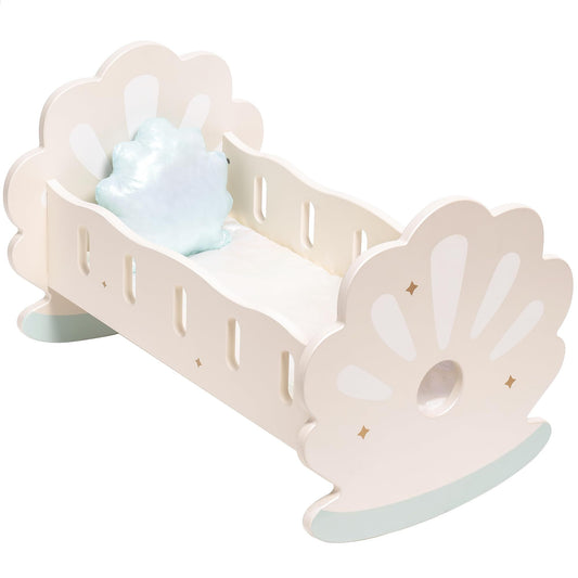 ROBOTIME wooden baby doll crib with rocking cradle design