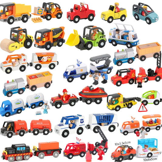 Collection of various toy vehicles on a white background