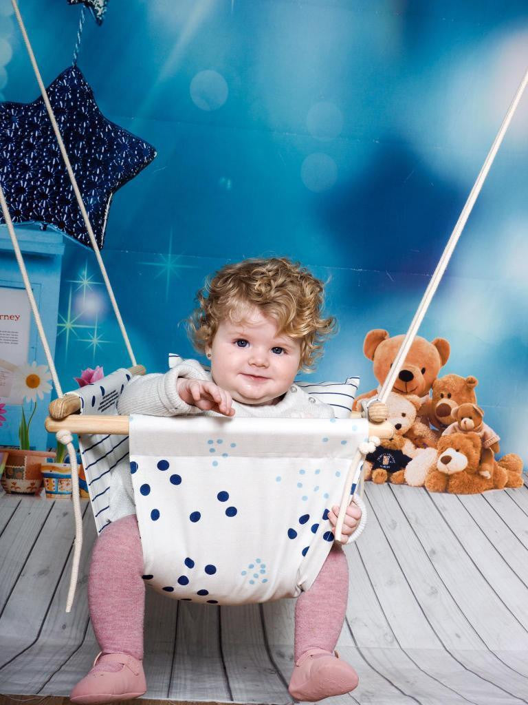 Premium Baby Swing – Blue Dots